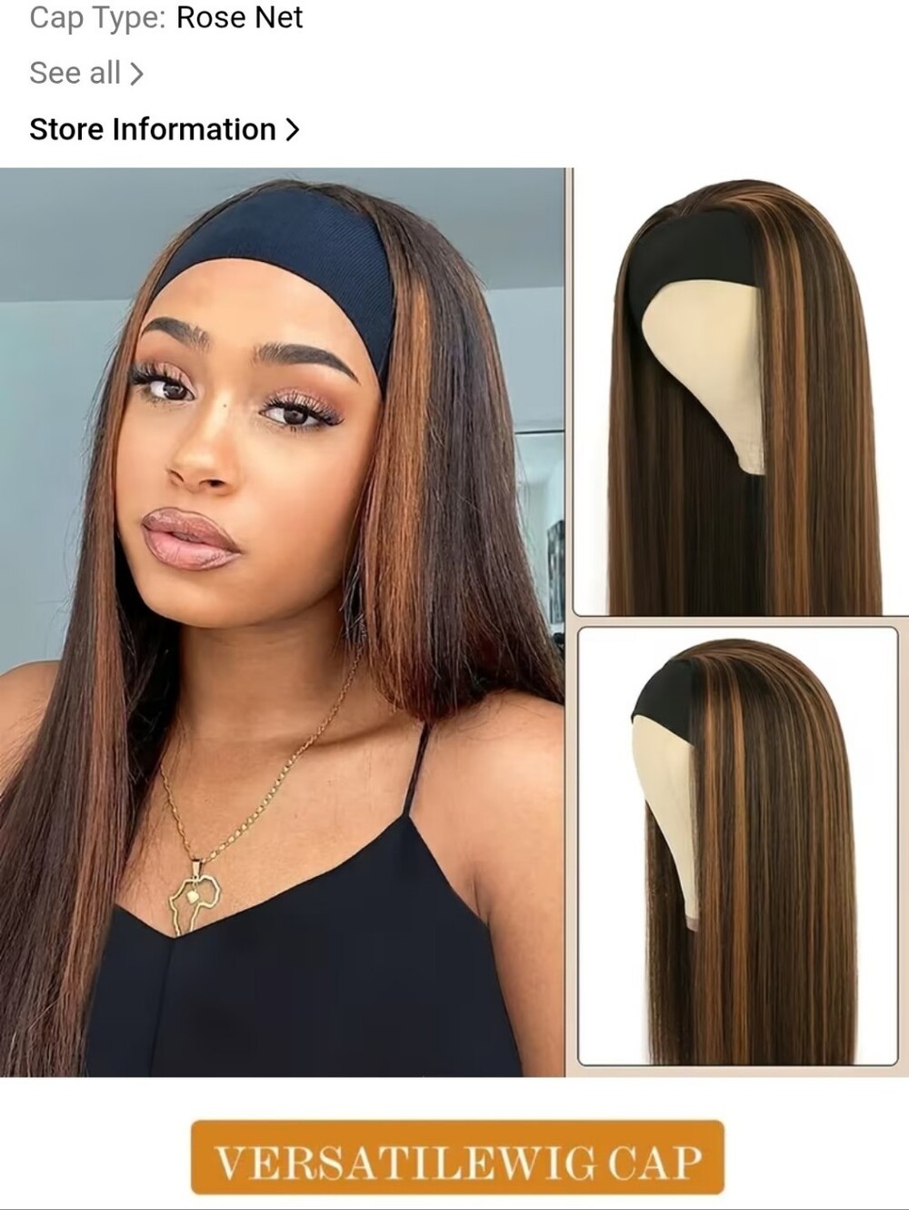 Black and Brown Mix Long Straight Headband Wig - 26 Inch - Picture 2 of 5